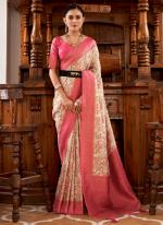 Soft Nylon Peach Party Wear Printed Saree